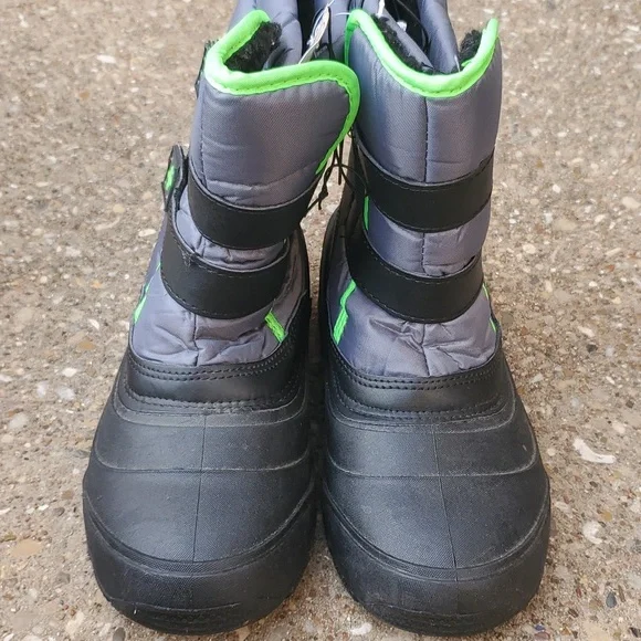 Wonder Nation Snow Boots Black Grey Big Kid Youth 5 Lined Skid Resistant - Picture 3 of 8